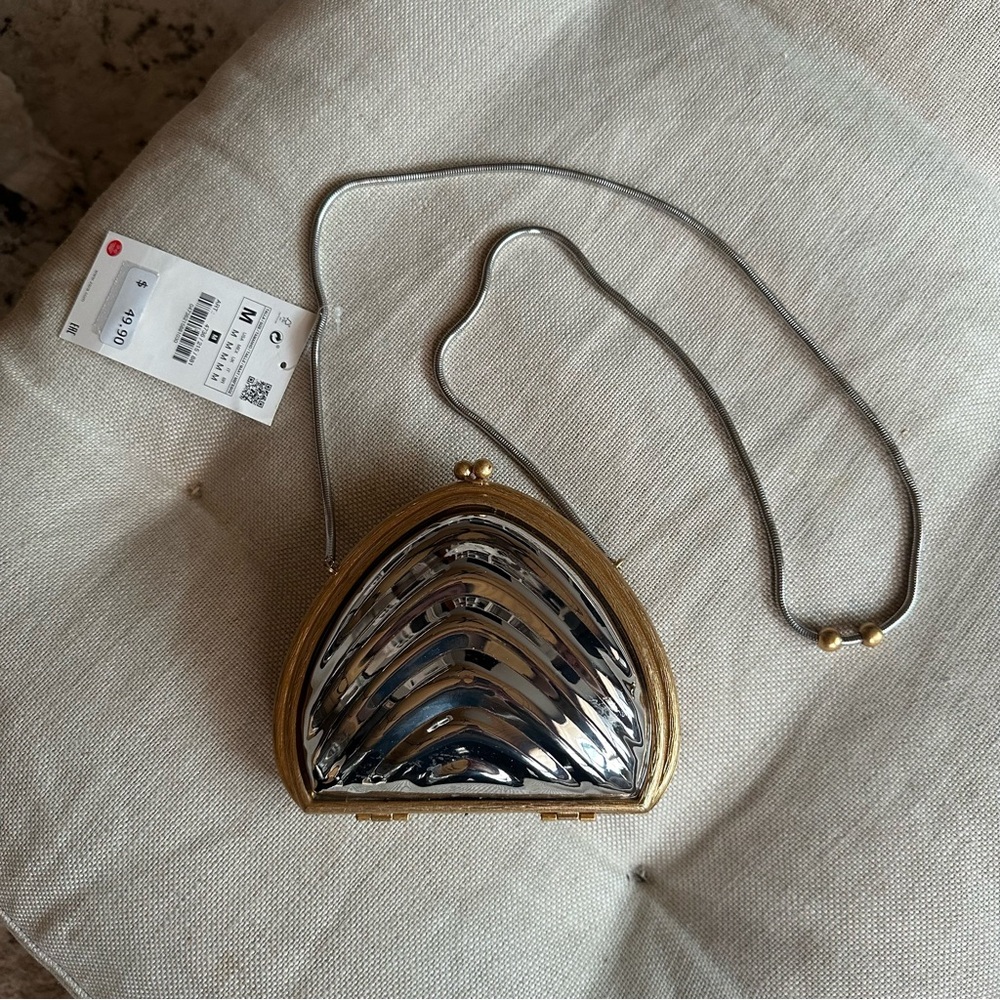 Zara Silver and Gold Metallic Evening Bag